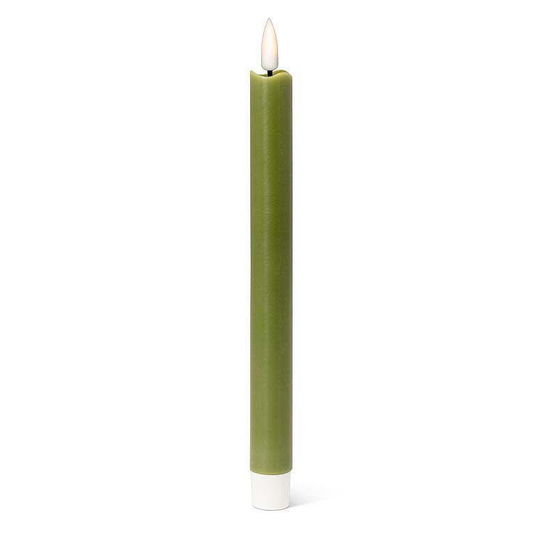Green LED Taper Candle. Set of 2