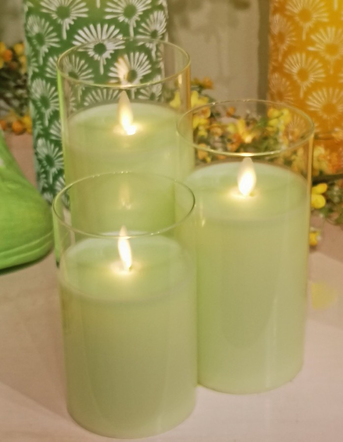 Glass Pillar Candle (Green).<br/> View Product to see price per size.