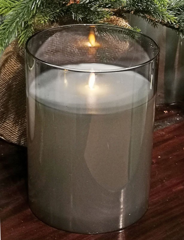 Glass LED Candle (Smoke)