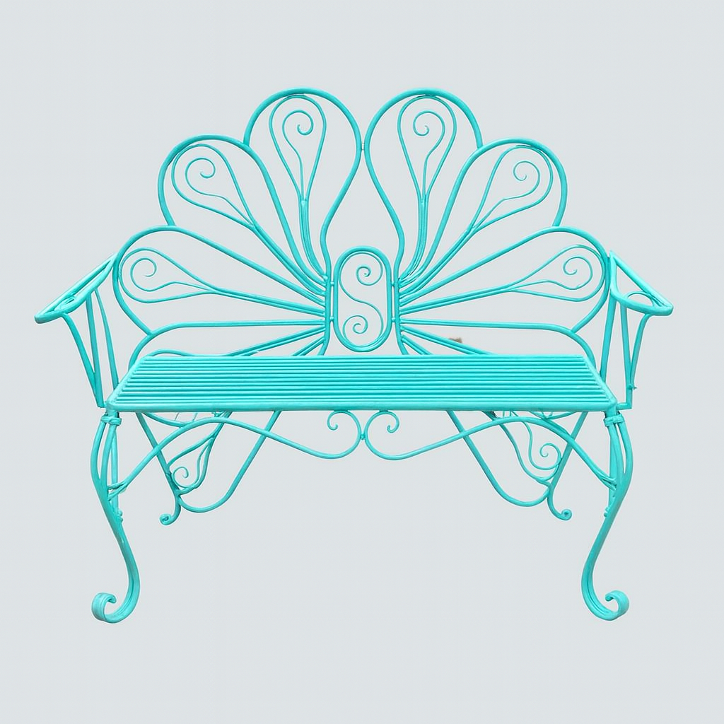 Metal coated Peacock bench <br/>#203722