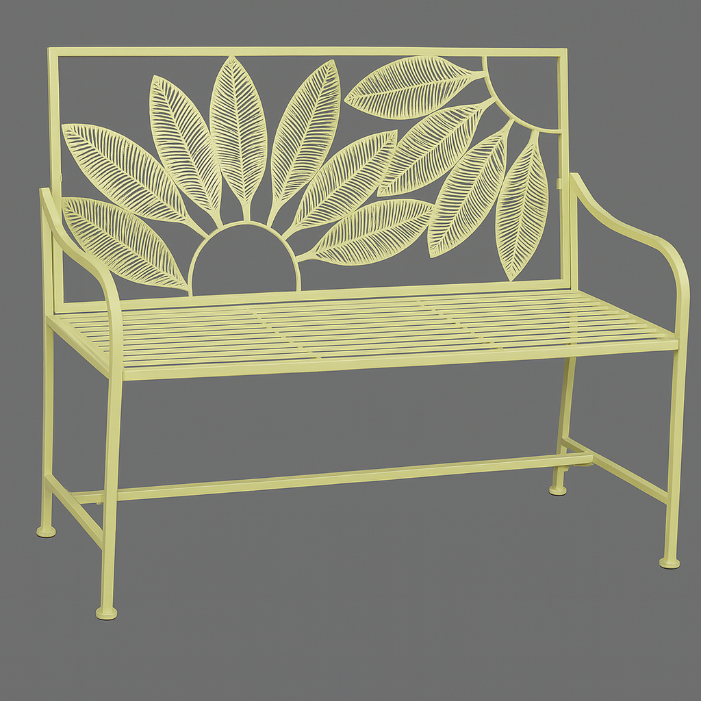 Powder Coated Yellow Metal Bench <br/> #203724