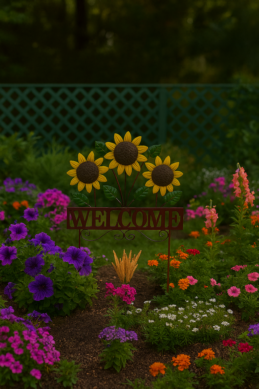 Welcome Sunflower stake in garden.jpg.png
