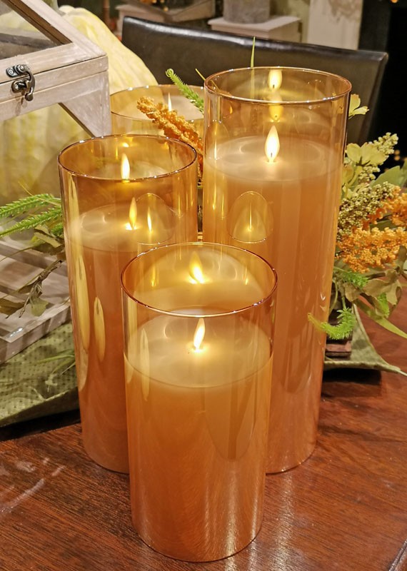 Glass LED Pillar Candle (Amber).<br/> View Product to see price per size.
